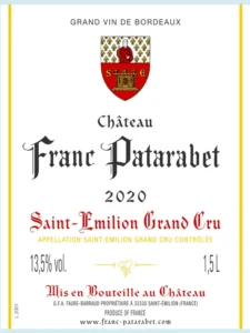 Etiquette du chateau Franc Patarabet saint-Emilion Grand-Cru